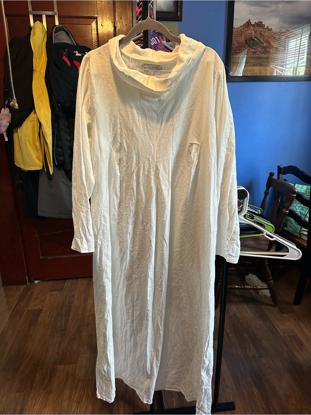 MISSLOOK Cream Maxi Cowl Neck Dress100% cotton